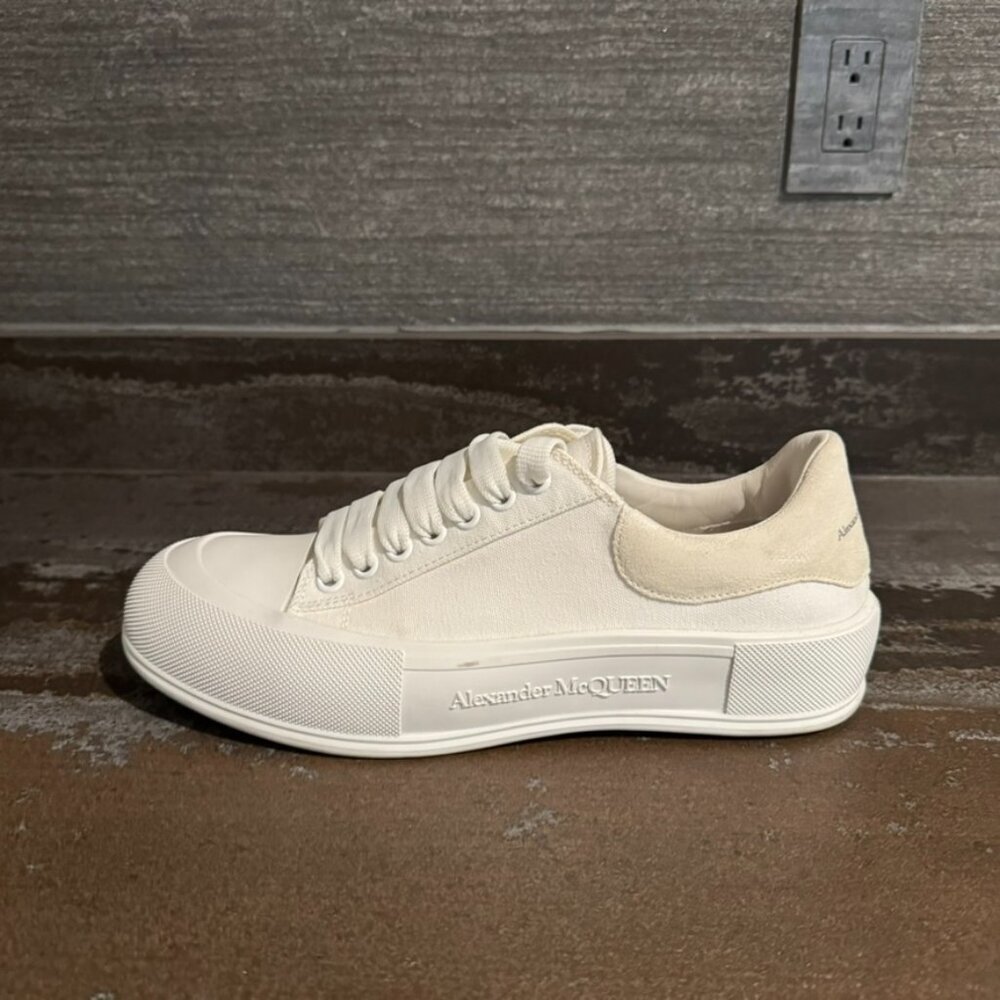 Alexander McQueen White Deck Plimsoll Sneakers Size 44D Slightly Used - Picture 3 of 5